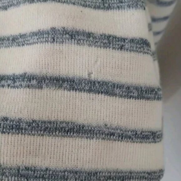 S.N.S. Herning 100% Virgin Wool Sweater Size Large Gray Cream Stripe Nautical - Picture 12 of 13